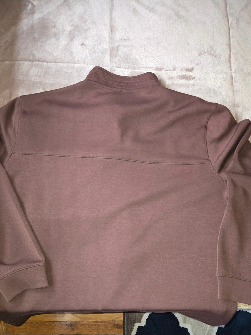Johnston & Murphy Men's Quarter-Zip Pullover - Brown with Cream Trim - Picture 2 of 2